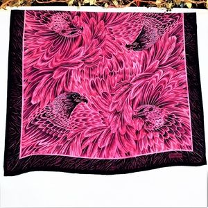 Vintage REVILLON Paris Signed Pink/Navy Scarf